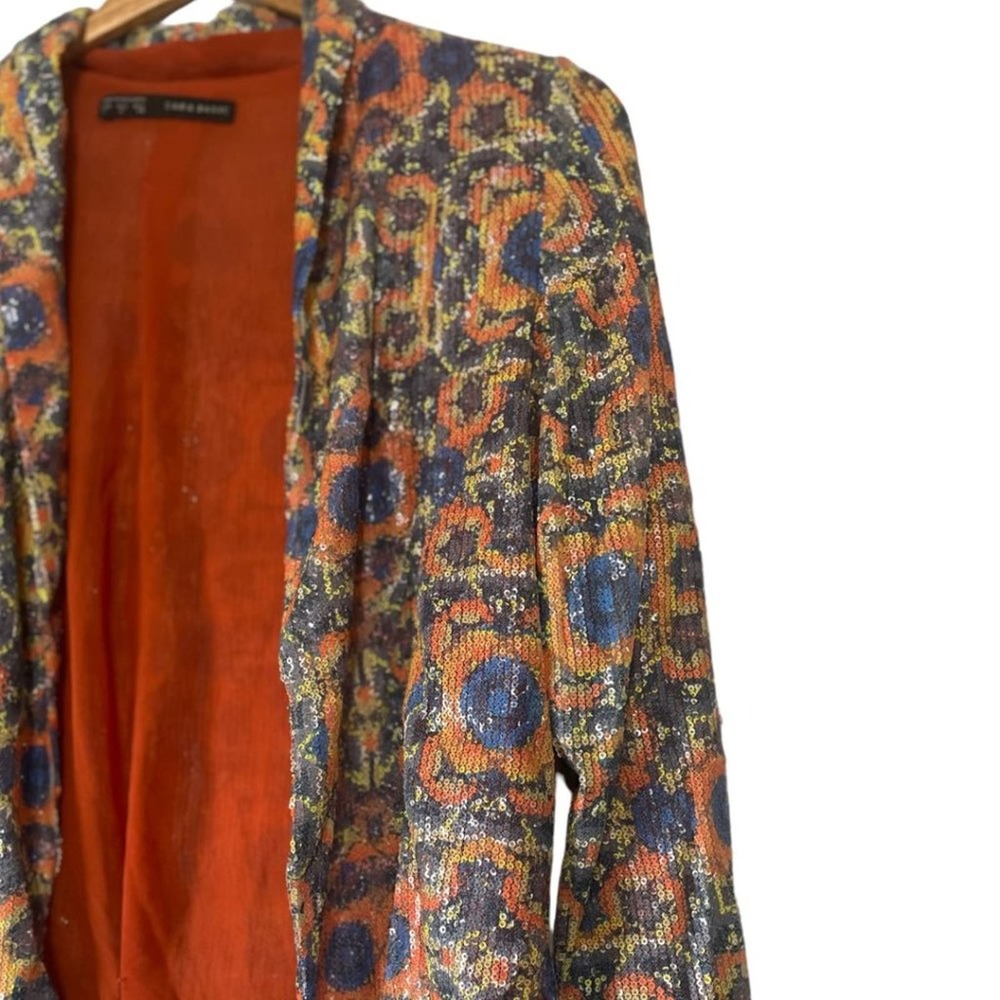Zara Sequin Drape Front Jacket Size Small - image 3